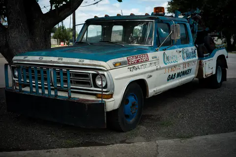 Ford wrecker in shop livery
