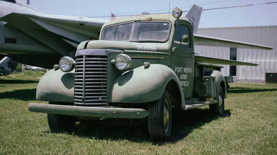 Fort Worth airfield truck on the grass